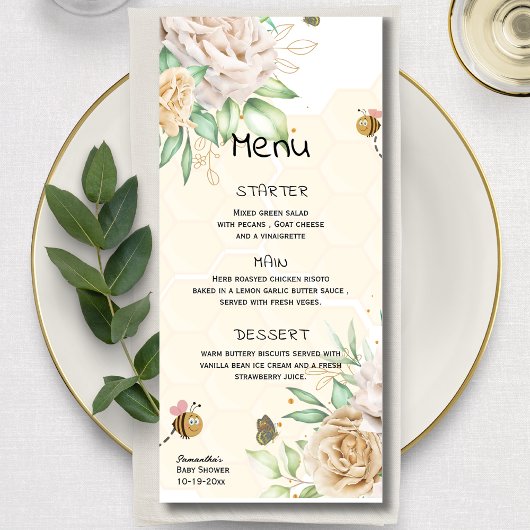 Zoet als kan Bee Floral HoneyComb floraal minimaal Menu