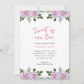 Zoet als kan Bee Floral Meisje Baby shower Kaart (Voorkant)