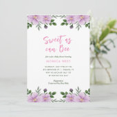 Zoet als kan Bee Floral Meisje Baby shower Kaart (Staand voorkant)
