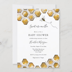 Zoet als kan Bee Honeycomb Baby shower Invitation Kaart