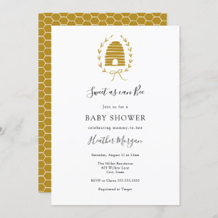 Zoet als kan Bee Honeycomb Baby shower Invitation Kaart