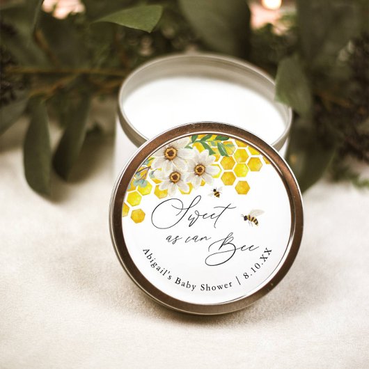 Zoet als Kan Bee, Honing Bee en Daisy Favor Ronde Sticker