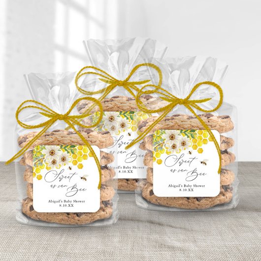 Zoet als Kan Bee, Honing Bee en Daisy Favor Vierkante Sticker