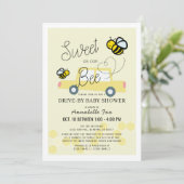 Zoet als kan Bee Lichtgeel Drive-by Baby shower Kaart (Staand voorkant)
