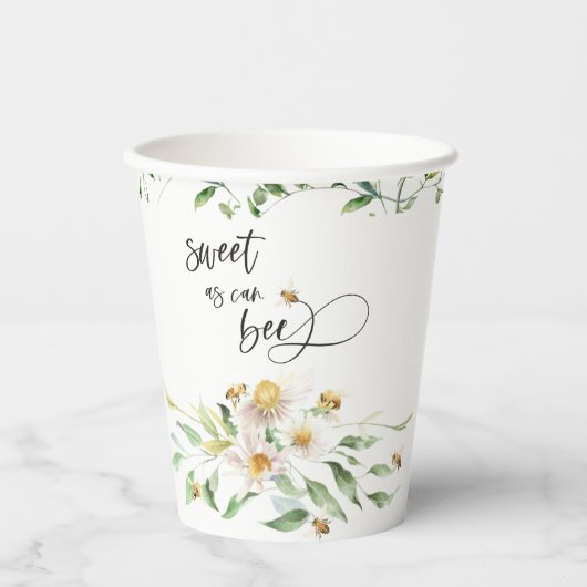Zoet als kan Bee Waterverf Floral Papieren Bekers (Voorkant)