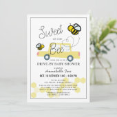 Zoet als kan Bee White Drive-by Baby shower Kaart (Staand voorkant)