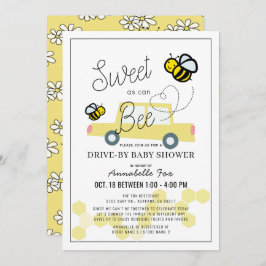 Zoet als kan Bee White Drive-by Baby shower Kaart