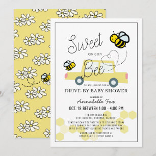 Zoet als kan Bee White Drive-by Baby shower Kaart