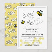 Zoet als kan Bee Wit Geel Baby shower Kaart (Voorkant / Achterkant)