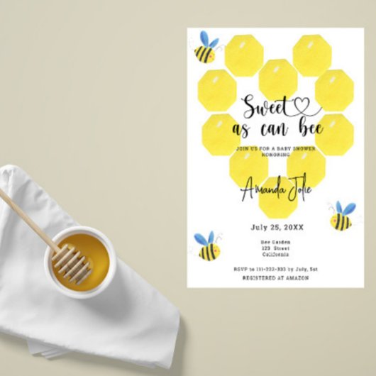 Zoet als kan bij baby shower kaart
