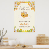 Zoet als kan bijen Baby shower bloemige honingraat Poster (Keuken)
