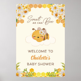 Zoet als kan bijen Baby shower bloemige honingraat Poster
