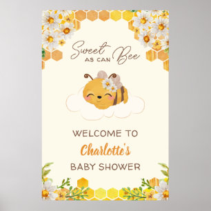 Zoet als kan bijen Baby shower bloemige honingraat Poster