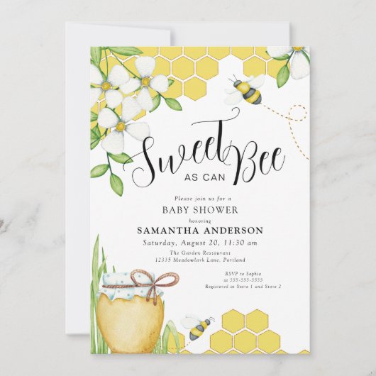 Zoet als kan honing Baby shower Kaart (Voorkant)