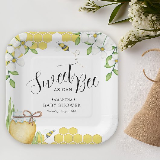 Zoet als kan honing Baby shower Papieren Bordje