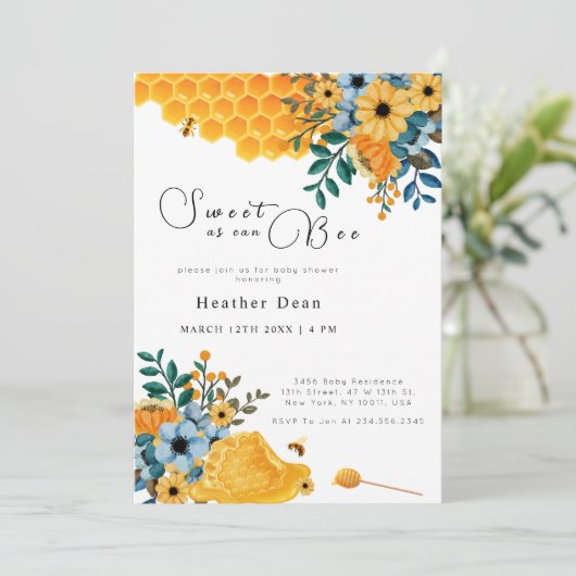 Zoet als kan honing bijen bloemig Baby shower Kaart (Staand voorkant)