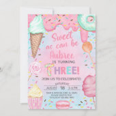 Zoet als kan meisje 3e verjaardag uitnodiging. kaart (Voorkant)