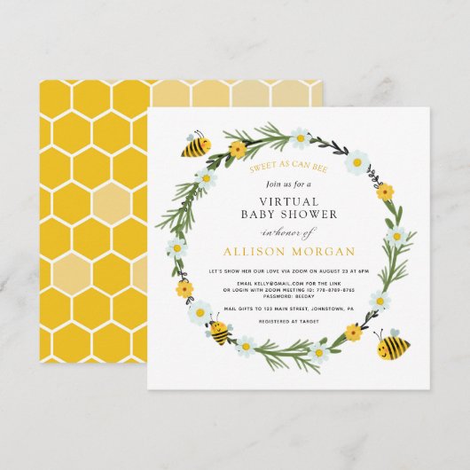 Zoet als kan virtuele Baby shower uitnodiging zijn (Voorkant / Achterkant)