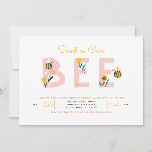 Zoet als kan worden citeren Baby shower uitnodigin Kaart (Voorkant)