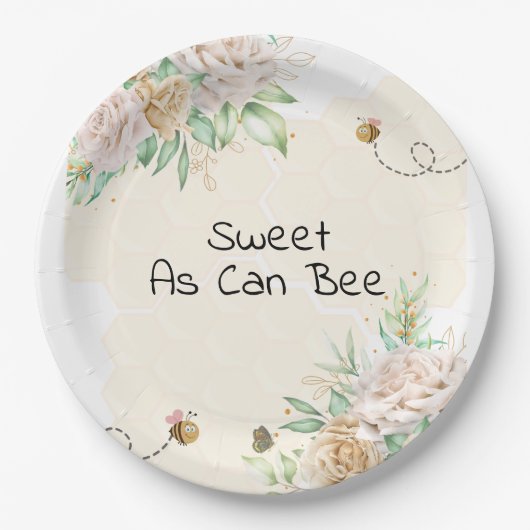 Zoet als kan worden hommel baby shower papieren bordje (Voorkant)