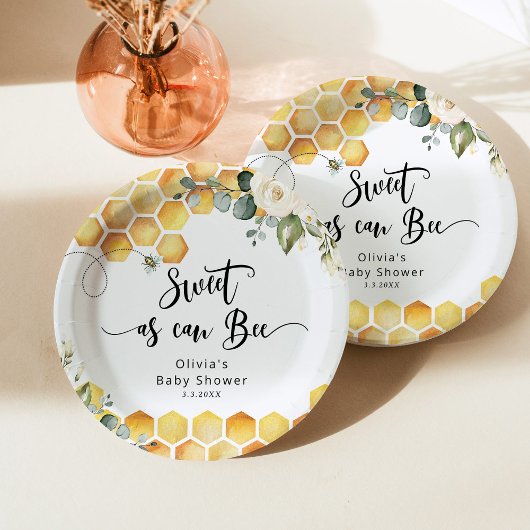 Zoet als kan worden hommel baby shower papieren bordje