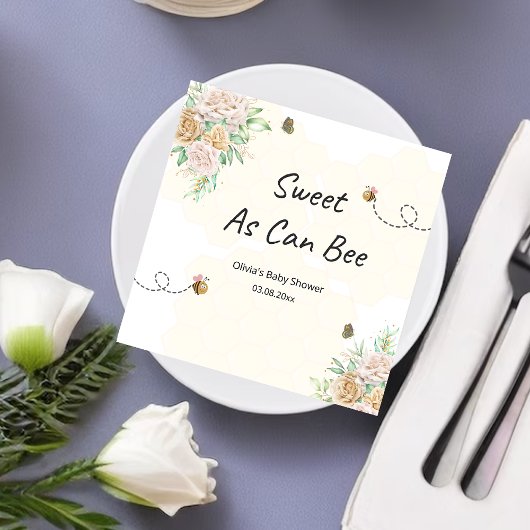 Zoet als kan worden hommel bijen baby shower serve servet