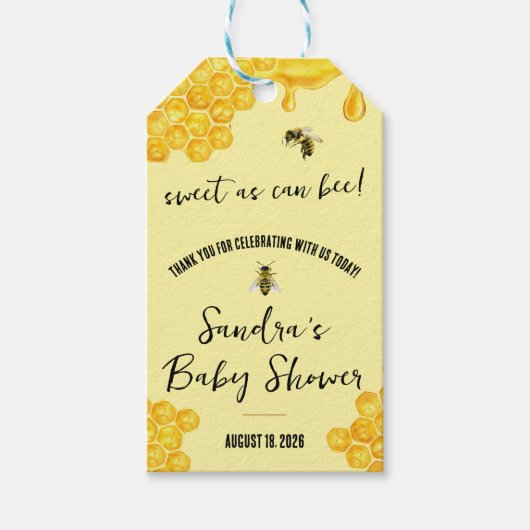 Zoet als kan zijn! Baby shower Favor Bedankt Cadeaulabel (Voorkant)