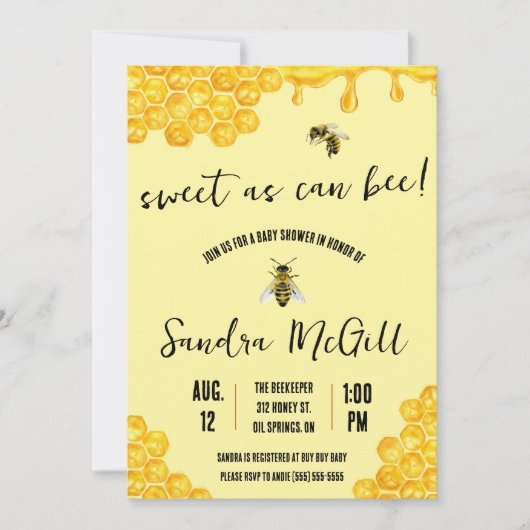 Zoet als kan zijn! Honingbij, Honing, Baby shower Kaart (Voorkant)