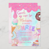 Zoet als kan zijn meisje 3e verjaardag uitnodiging (Voorkant / Achterkant)