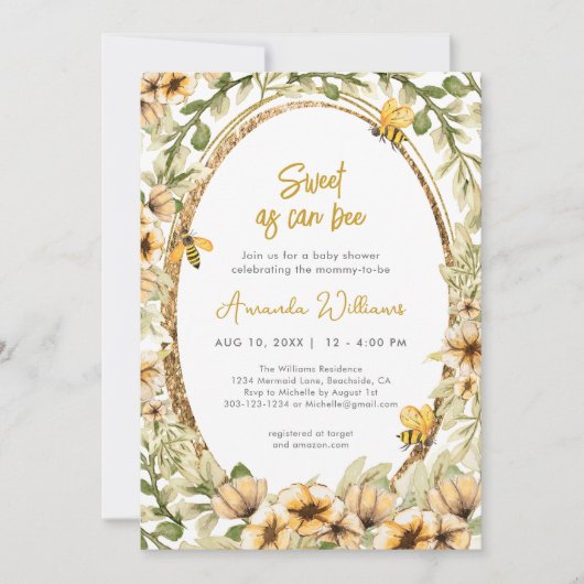 Zoet als kan zijn Waterverf Baby shower Kaart (Voorkant)