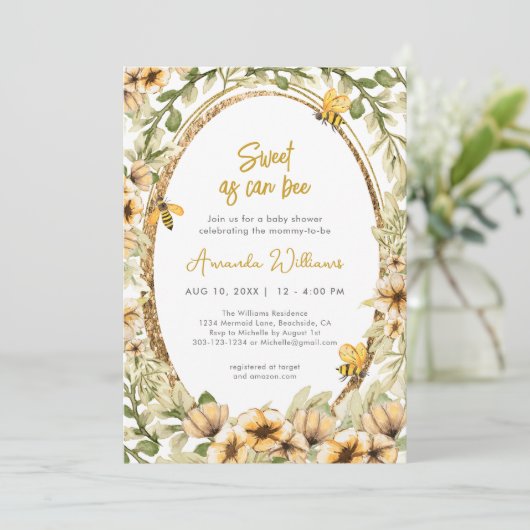 Zoet als kan zijn Waterverf Baby shower Kaart (Staand voorkant)