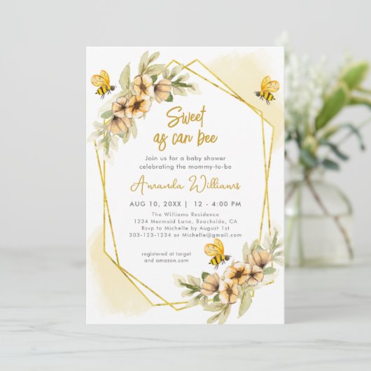 Zoet als kan zijn Waterverf Baby shower Kaart (Staand voorkant)