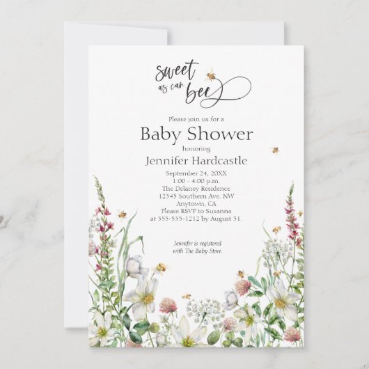 Zoet als kan zijn wilde bloem bloemenBaby shower Kaart (Voorkant)