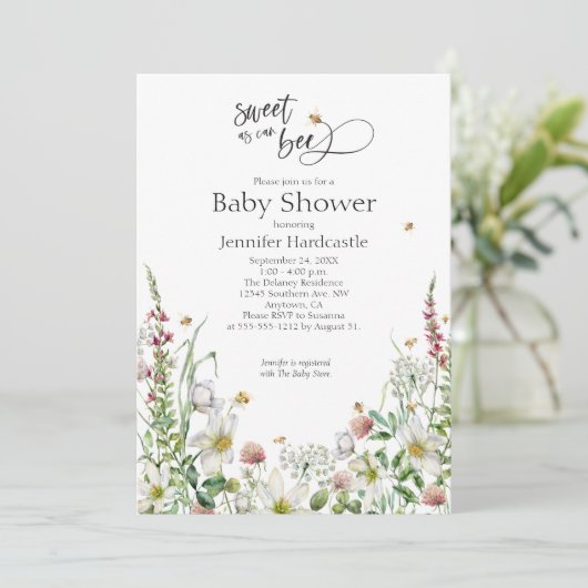 Zoet als kan zijn wilde bloem bloemenBaby shower Kaart (Staand voorkant)