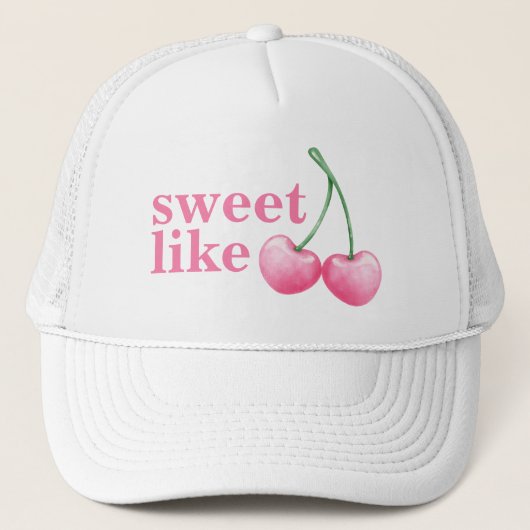 Zoet als kersen Roze Waterverf Trucker Pet (Voorkant)