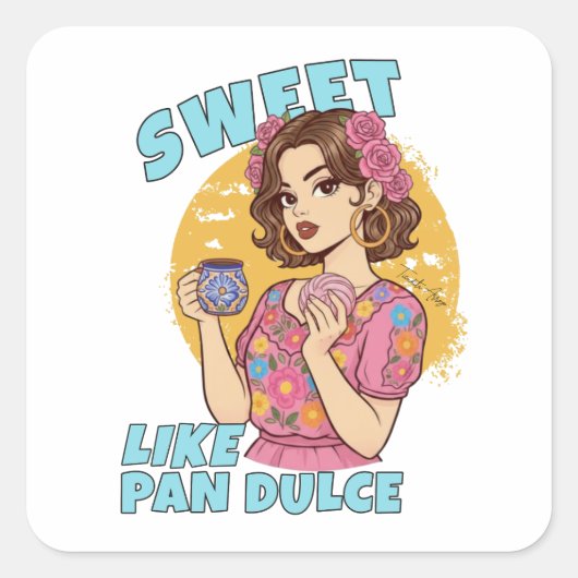Zoet als Pan Dulce Conchas & Cafecito  Vierkante Sticker (Voorkant)