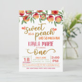 Zoet als Peach 1st Birthday Invitation - W ST Kaart (Staand voorkant)