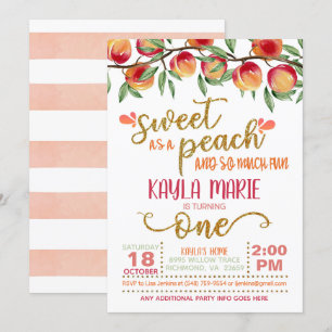 Zoet als Peach 1st Birthday Invitation - W ST Kaart