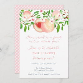 Zoet als Peach en zo leuk 1st Birthday Party Kaart