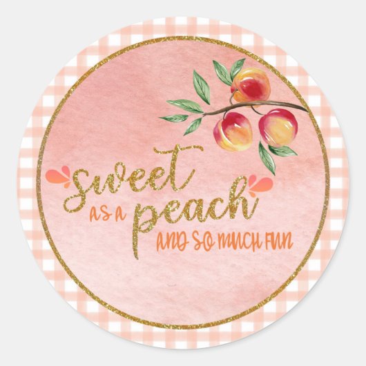 Zoet als Peach Sticker - Gingham Pink (Voorkant)