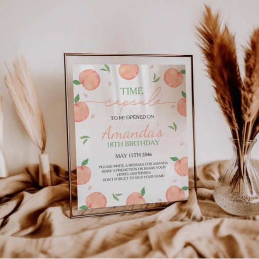 Zoet als Peach Verjaardag Tijd Capsule teken Reclamebord Met Voetstuk