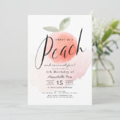 Zoet als 'Peach Waterverf Birthday'-uitnodiging Kaart (Staand voorkant)