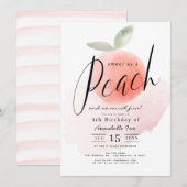 Zoet als 'Peach Waterverf Birthday'-uitnodiging Kaart (Voorkant / Achterkant)