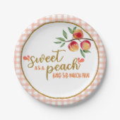 Zoet als perzikBord - Gingham Papieren Bordje (Voorkant)