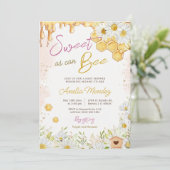 Zoet als roze bumblebee Baby shower Kaart (Staand voorkant)