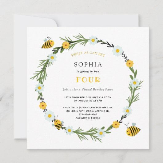 Zoet als virtuele verjaardagsuitnodiging kaart (Voorkant)