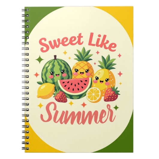 Zoet Als Zomer Kawaii Fruit Notitieboek (Voorkant)
