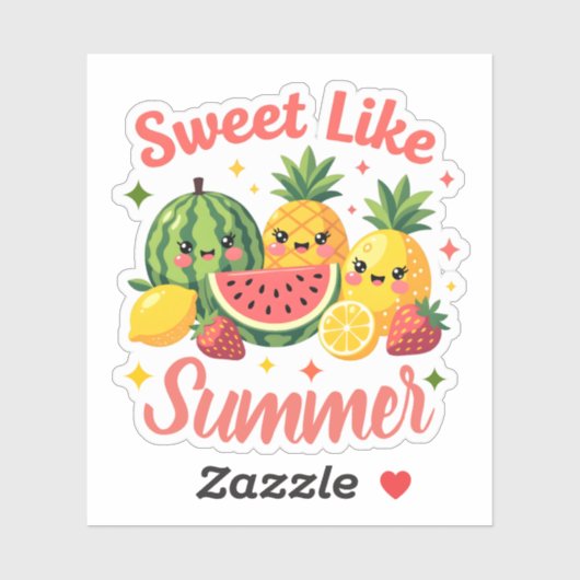 Zoet Als Zomer Kawaii Fruit Vrienden Sticker (Vel)