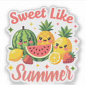Zoet Als Zomer Kawaii Fruit Vrienden Sticker (Voorkant)
