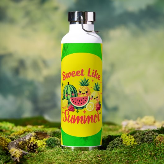 Zoet Als Zomer Mooie Fruit RVS Waterfles (Buiten (Gedraaid) )